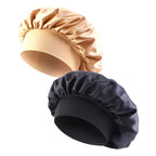New Women’s Satin Solid Wide-Brimmed Sleeping Hat – Unisex Elastic Head Wrap Bonnet for Hair Care