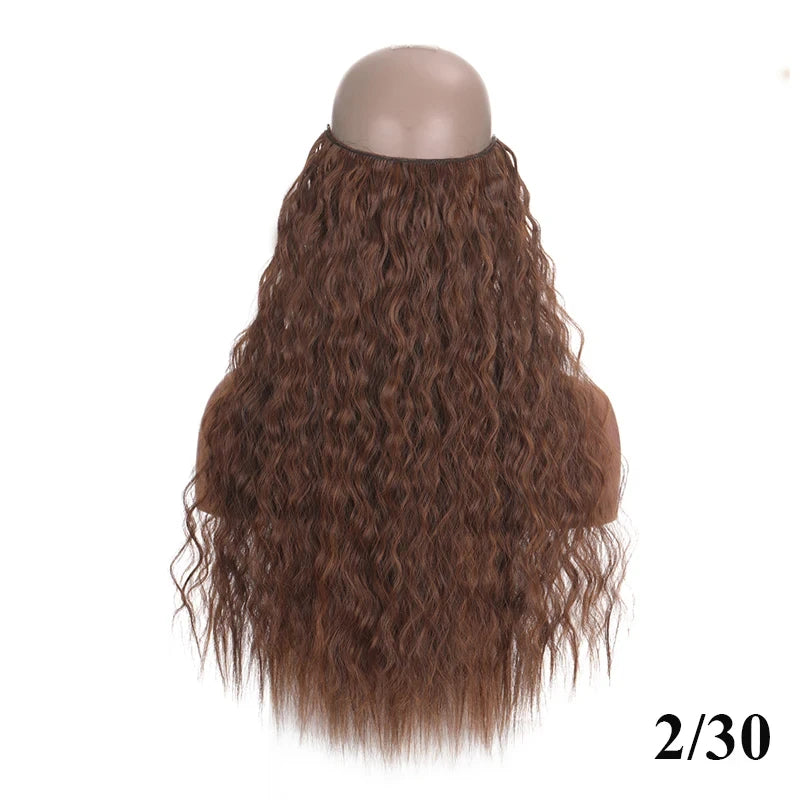 Fish Line Hair Extensions – Straight & Curly, 40/50/60cm, Daily Wear