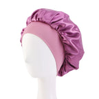 New Women’s Satin Solid Wide-Brimmed Sleeping Hat – Unisex Elastic Head Wrap Bonnet for Hair Care