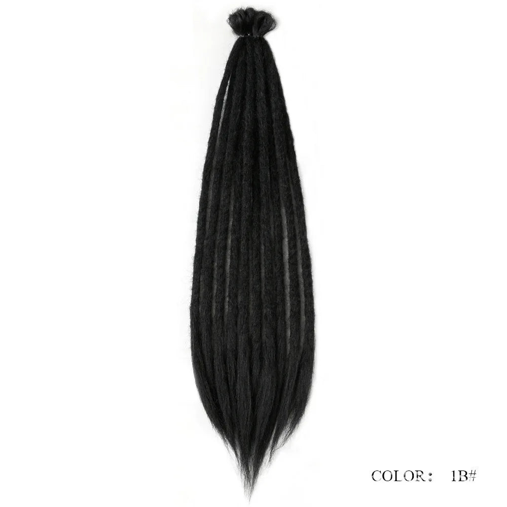 24" Straight Dreadlock Clip-In Extensions – 10 Strands Soft Synthetic Hair