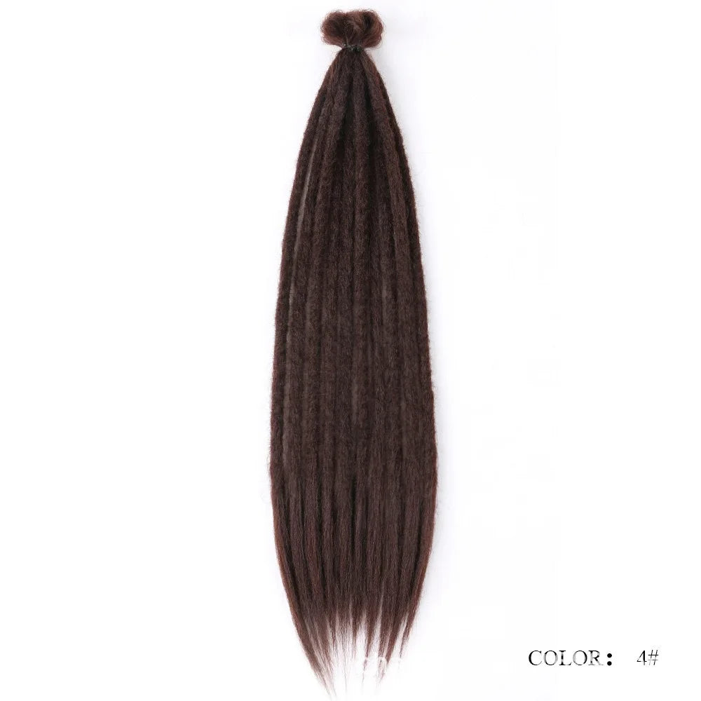 24" Straight Dreadlock Clip-In Extensions – 10 Strands Soft Synthetic Hair