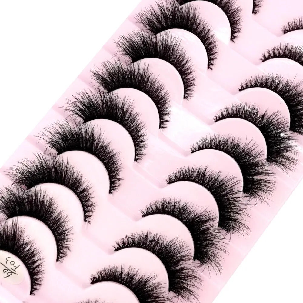 Cat Eye Wispy Mink Lashes – 10 Pairs, Natural Fluffy Long & Short False Eyelashes