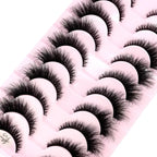 Cat Eye Wispy Mink Lashes – 10 Pairs, Natural Fluffy Long & Short False Eyelashes