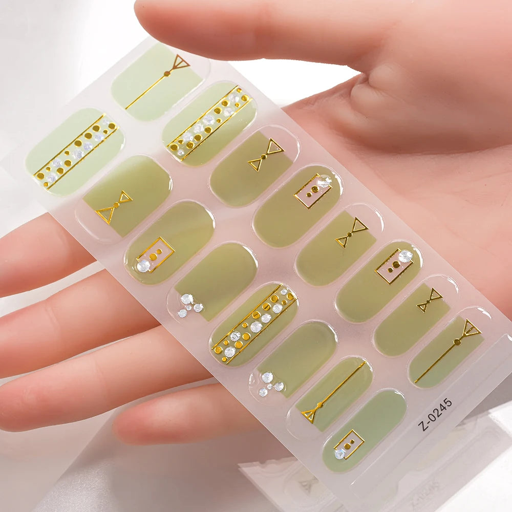 Dopamine Color 5-Sheet Nail Sticker Set – 80 Tips, 3D Foil & Line Full-Cover Wraps