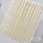 3D Gold Metal Nail Stickers – Chain & Zipper Decals for Women