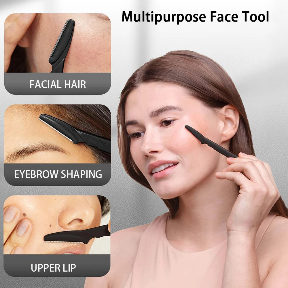 Eyebrow Razor Set – Multipurpose Face Razors for Women & Men, Dermaplaning Tool with Easy-to-Use Shaver Blades