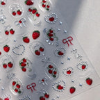 5D Strawberry & Cherry Nail Stickers – DIY Sweet Fruit Manicure Decals