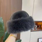 Women’s Faux Fox Fur Winter Hat – Warm Snow Ski Cap, Windproof Russian Style Ear Warmer Bonnet
