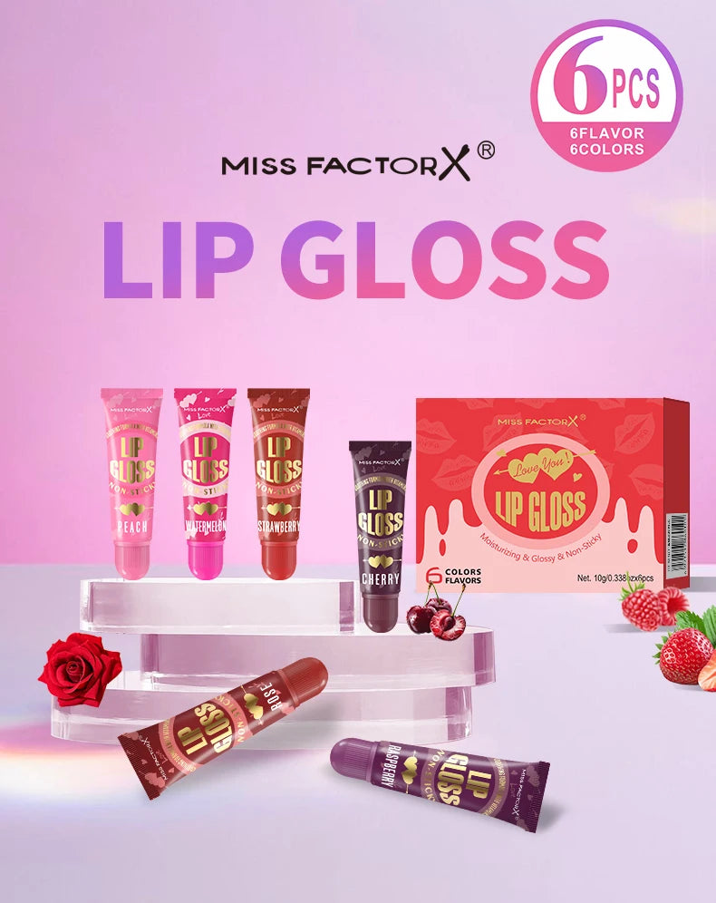 6-Piece Moisturizing Lip Oil Set – Long-Lasting Gloss, Travel-Friendly Gift