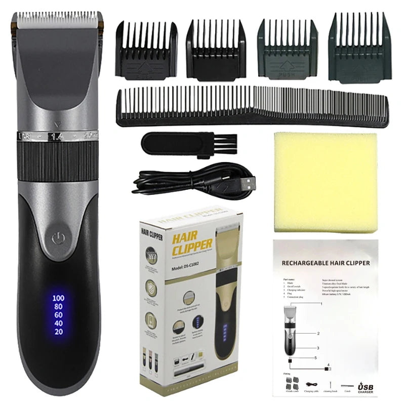 Men’s Professional Hair Clipper – Rechargeable Beard & Hair Trimmer