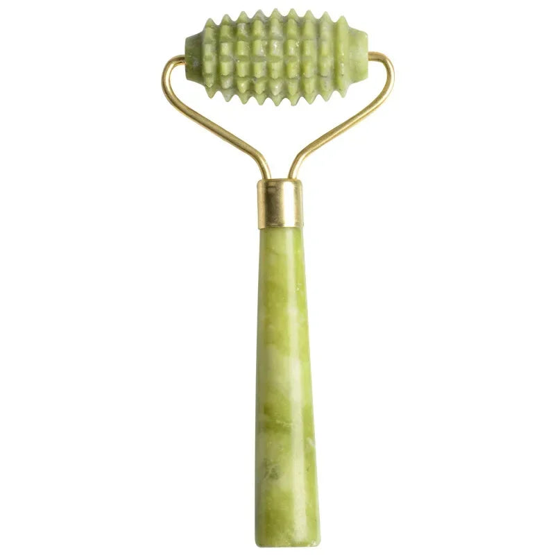 Xiuyan Jade Facial Massage Roller – Wooden Handle Barbed Stick