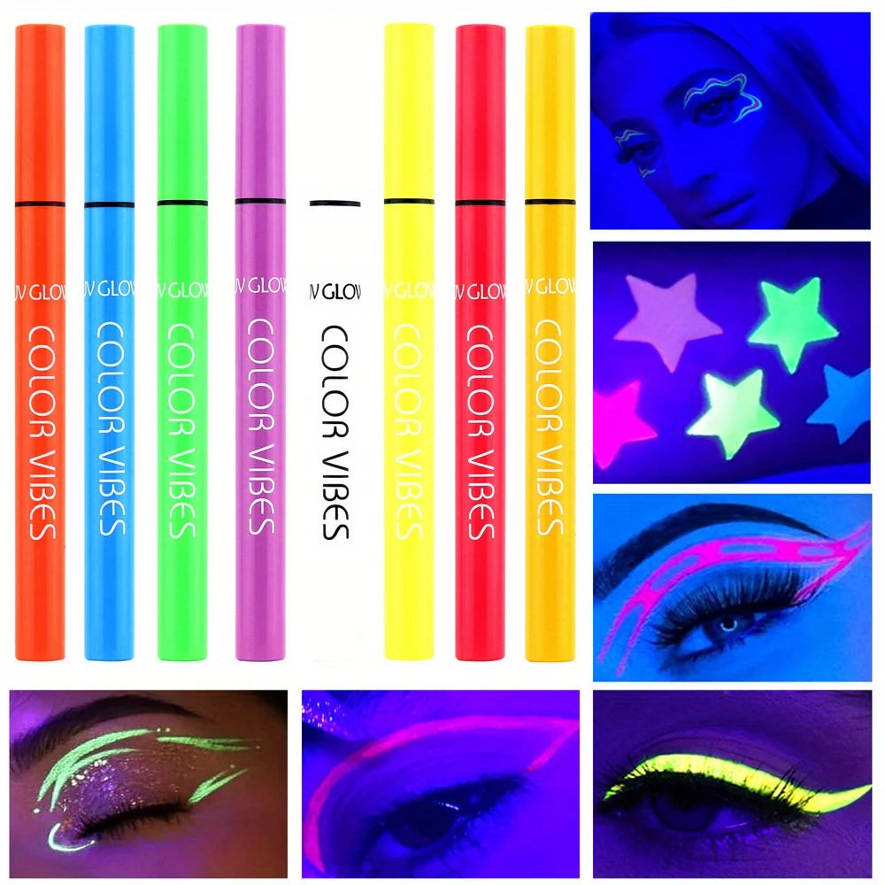 8-Color UV Glow Neon Liquid Eyeliner Set – Matte, Waterproof & Smudge-Proof High-Pigment Eye Makeup Pens