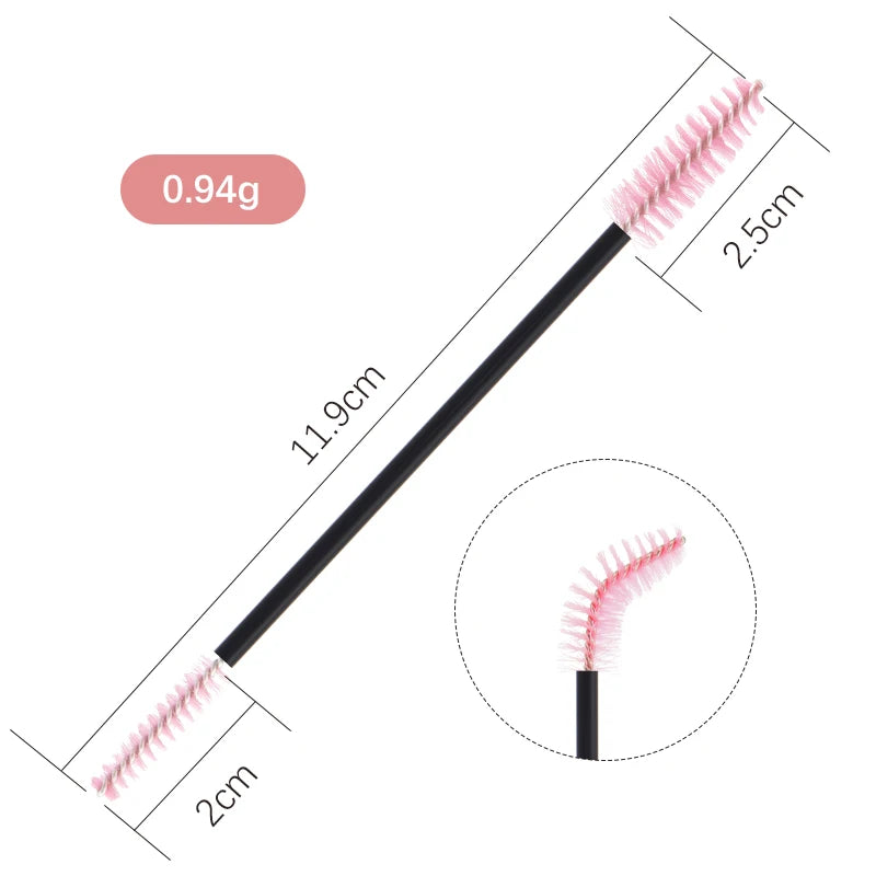50pcs Double-Head Eyelash & Eyebrow Brushes – Micro Mascara Wands & Lash Extension Applicators