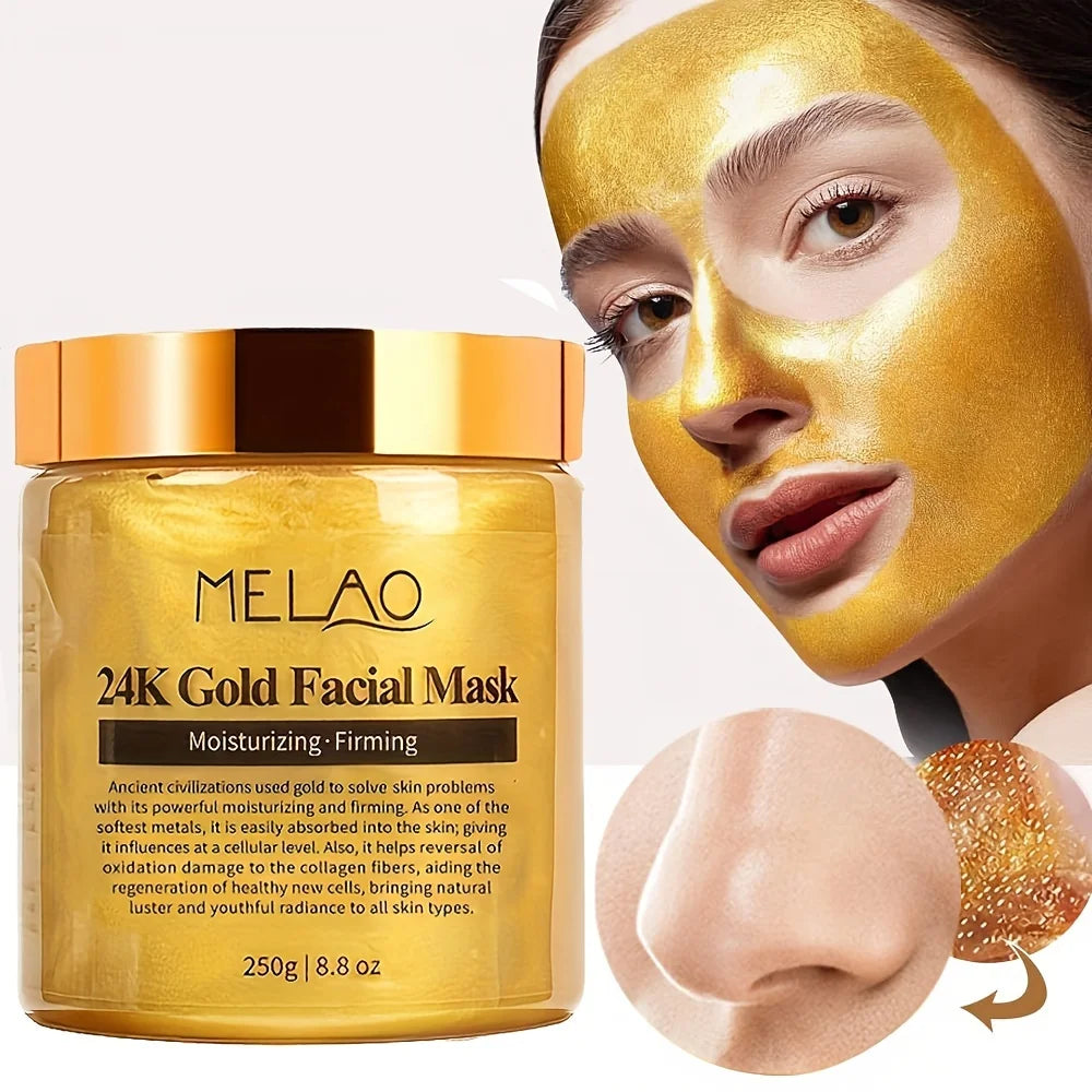 24K Gold Collagen Face Mask – Hydrating & Moisturizing Facial Mask, Skin Brightening Beauty Treatment
