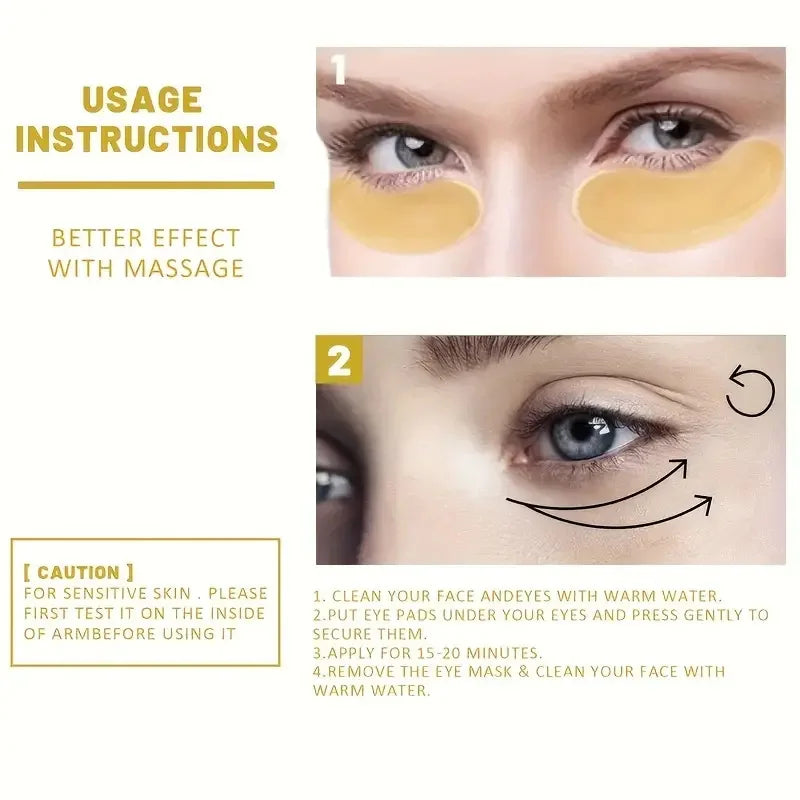 24K Gold Collagen Eye Mask – Anti-Dark Circles, Eye Bags, Anti-Wrinkle Moisturizing Eye Patches Skin Care