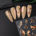 Holographic Purple & Blue Nail Art Stickers – Gold Ink Decals for DIY Manicure