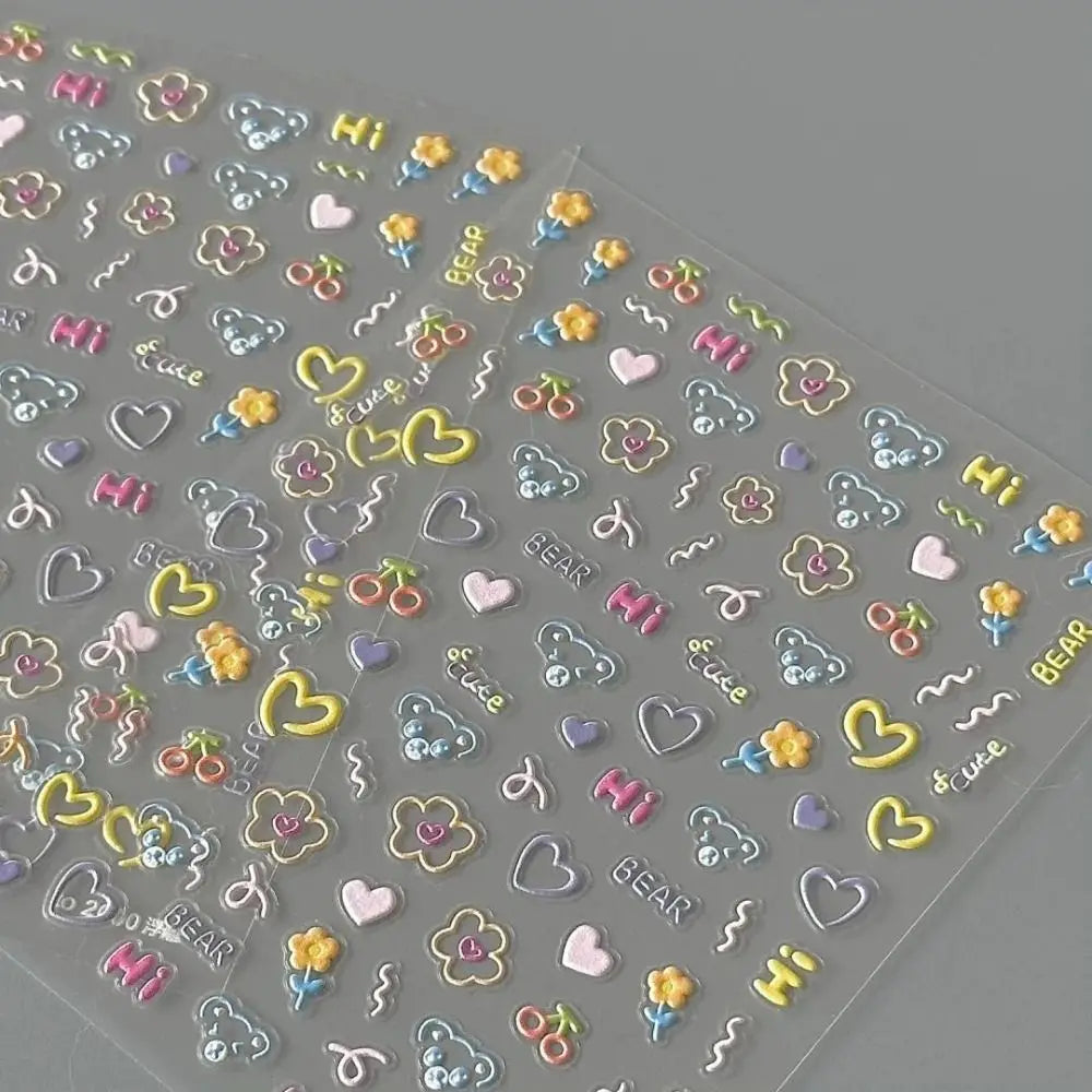 Cute Cartoon Nail Stickers – Self-Adhesive Nail Art Decals