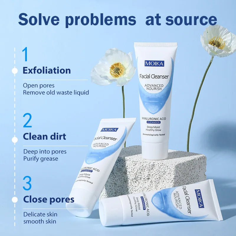 Hyaluronic Acid Moisturizing & Oil-Control Facial Cleanser – Deep Cleansing & Exfoliating Skincare