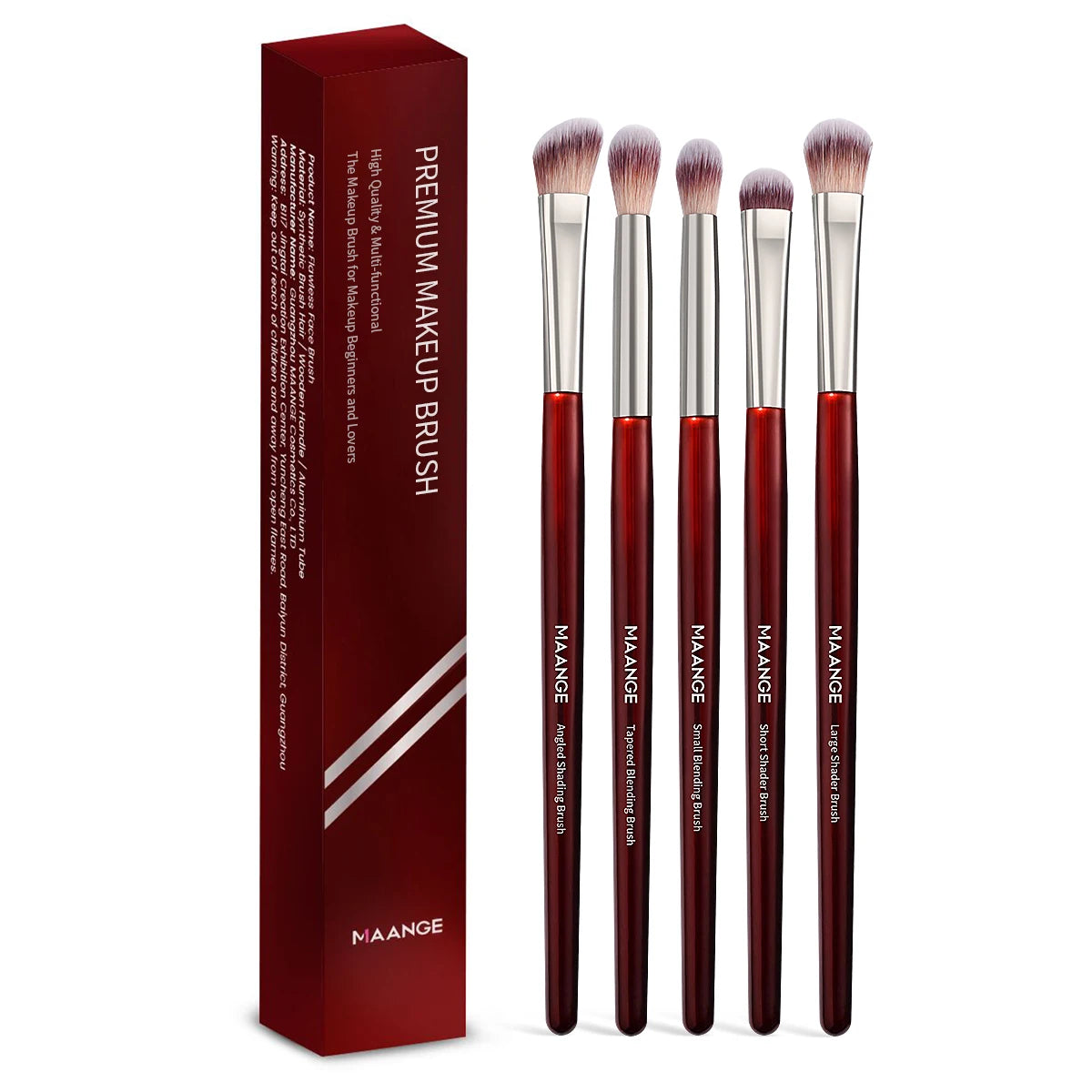 MAANGE 5-Piece Luxury Eyeshadow Brush Set – Soft Bristles & Portable Beauty Tools