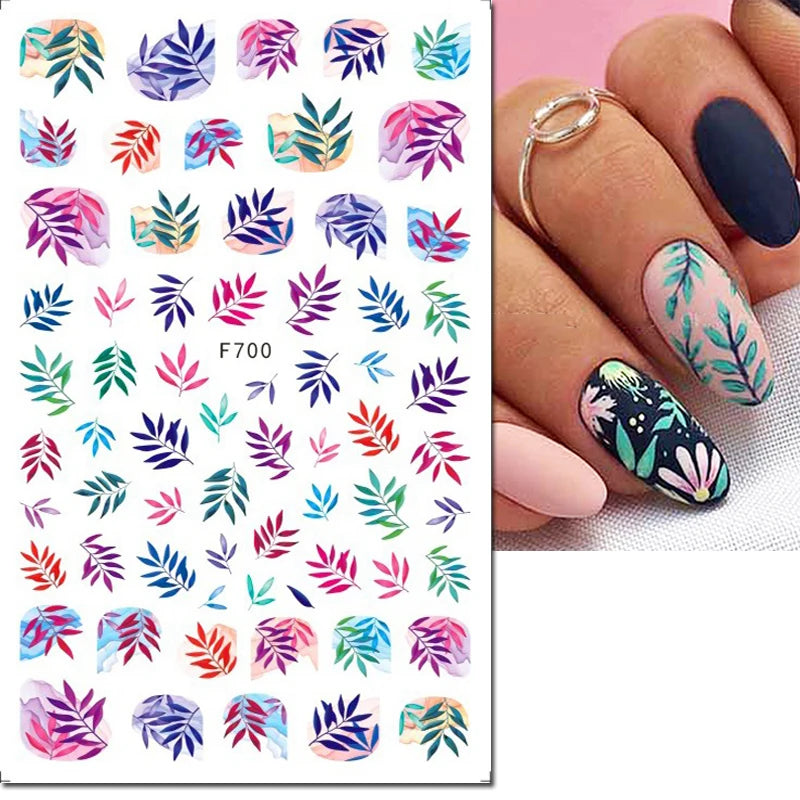 3D Y2K Hibiscus Floral Nail Stickers
