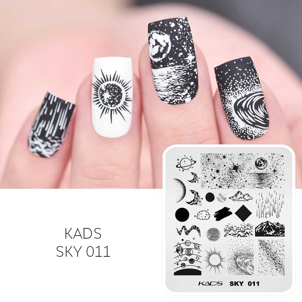 KADS Sky 011 Nail Stamping Plate – Moon & Galaxy Design Stainless Steel Template
