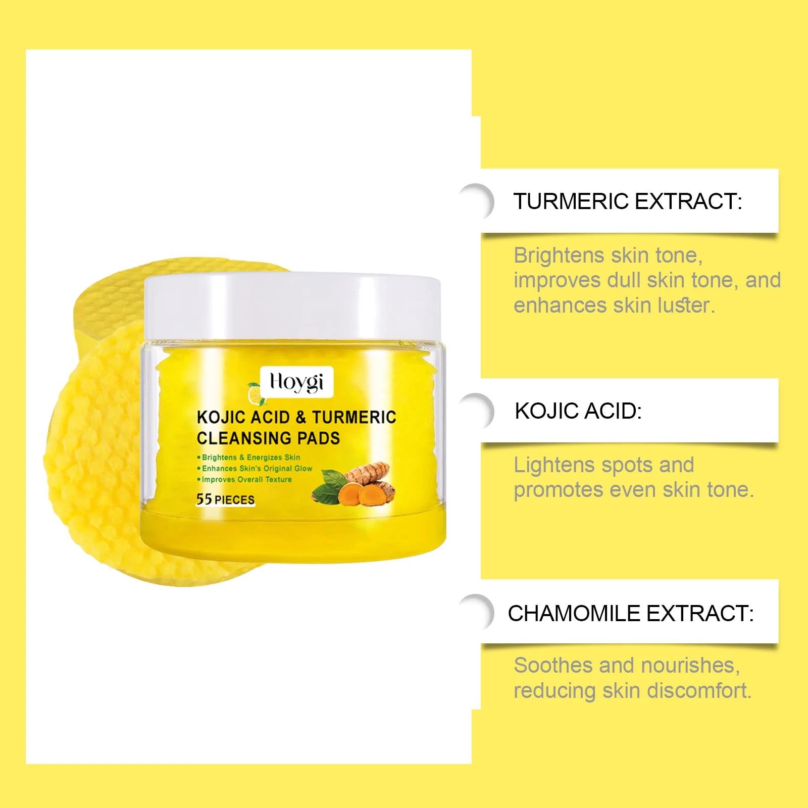 Turmeric Cleansing Pads – Exfoliating Makeup Remover & Pore Refining Face Sponge