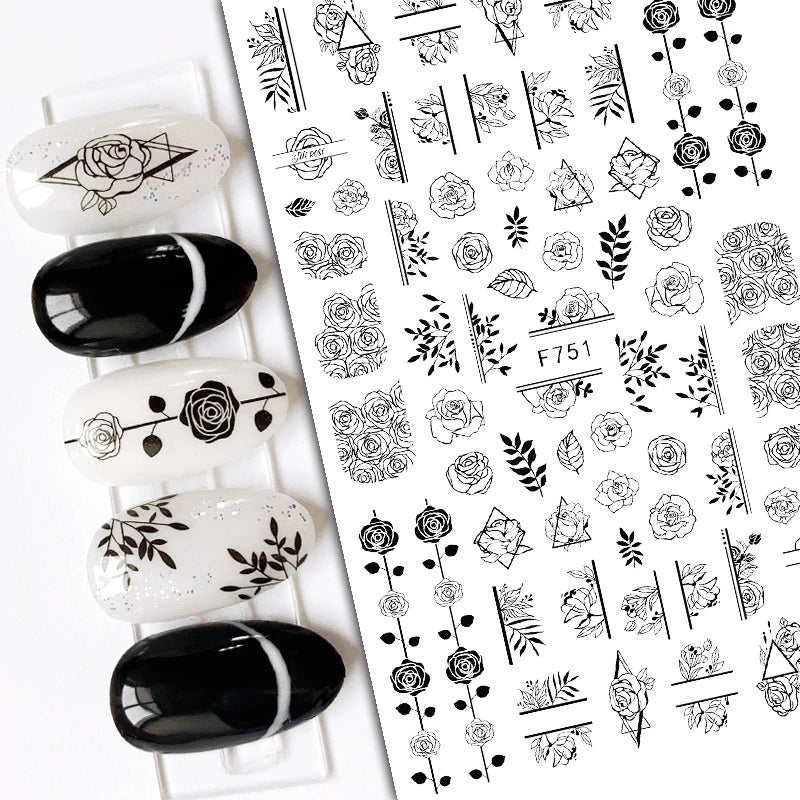 3D Butterfly & Flower Nail Art Stickers – Blue & Purple Decals for Manicure