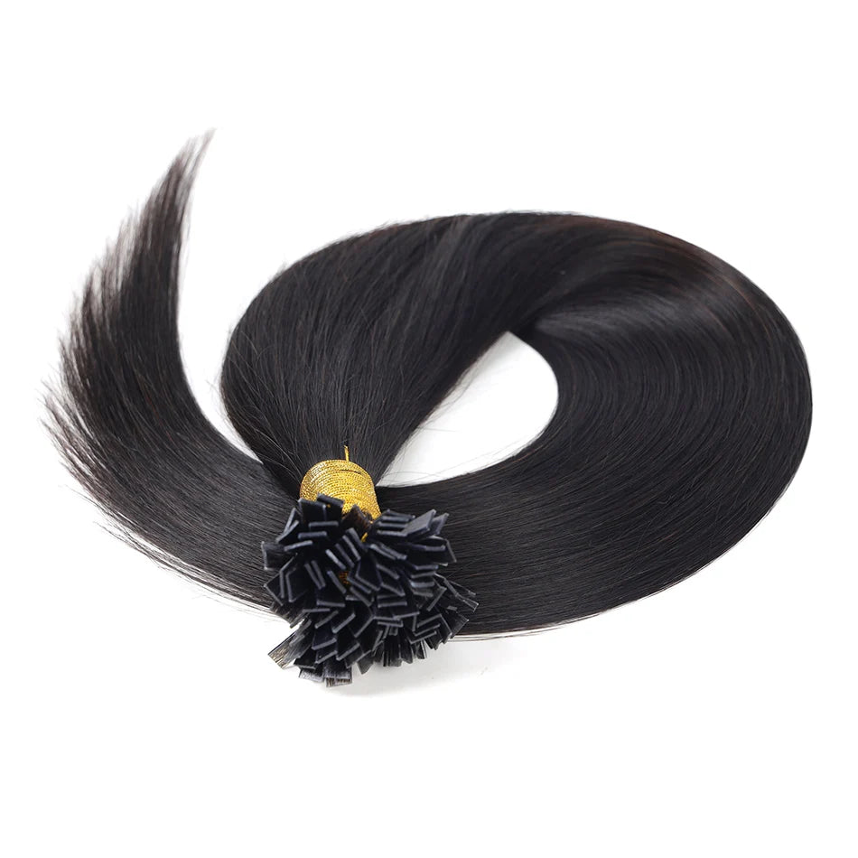 BHF Straight Flat Tip Human Hair Extensions – 1g/Strand, Keratin Fusion, Blonde & Brown