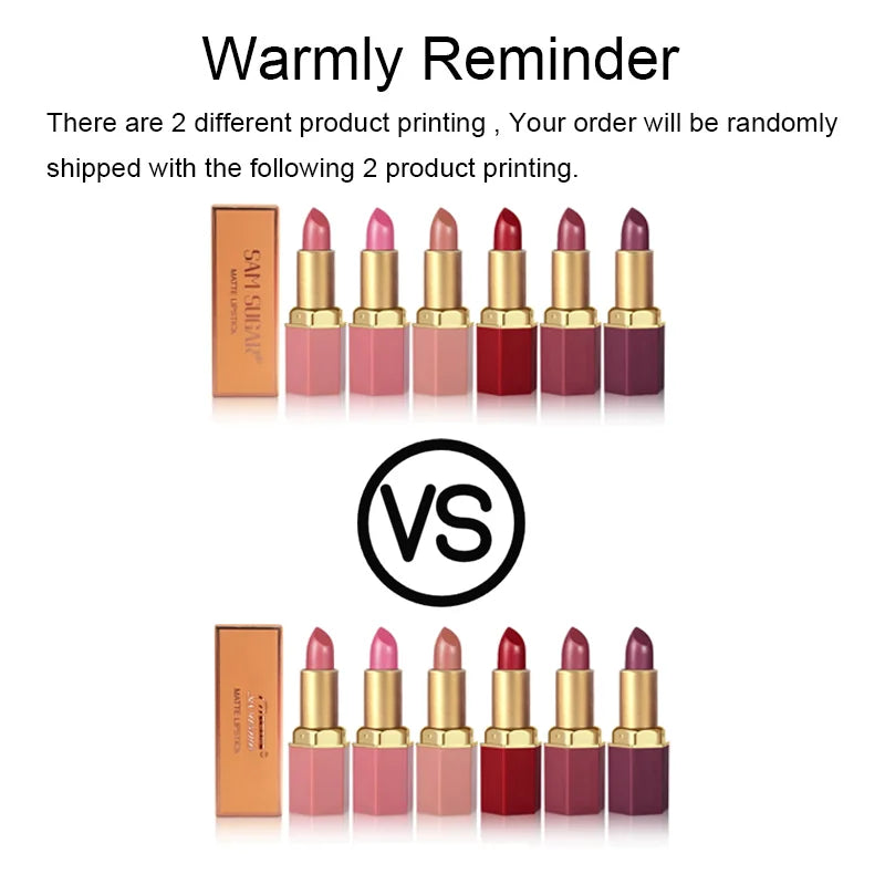 Gold Bar Matte Glitter Lipstick – 6 Colors, Velvet Texture, Valentine’s Gift
