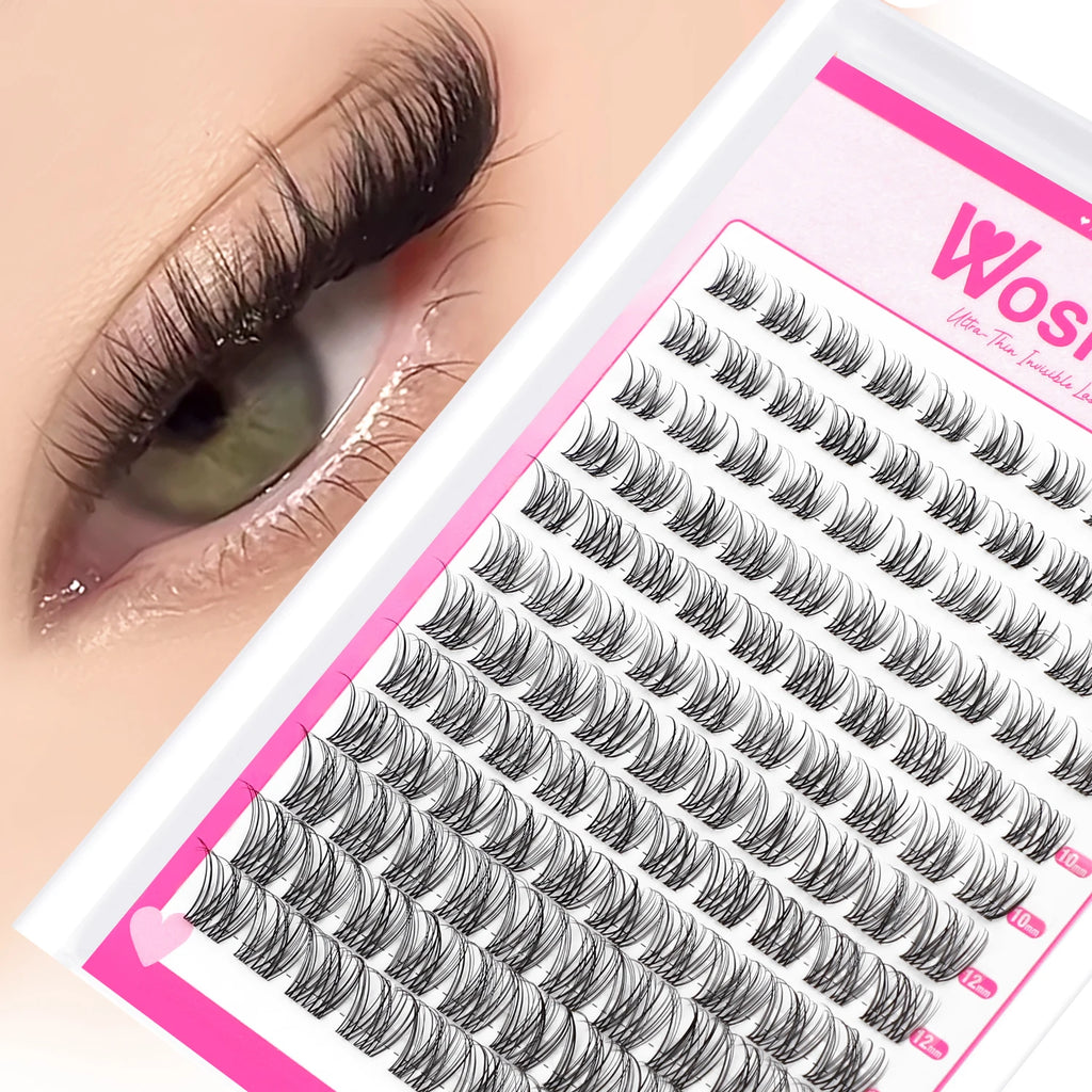 WOSHEER Natural Cluster Lashes – Volume Mixed Eyelash Extensions