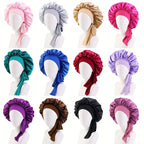 Solid Color Satin Bonnet – High-Quality Adjustable Nightcap & Shower Cap for Women’s Hair Care