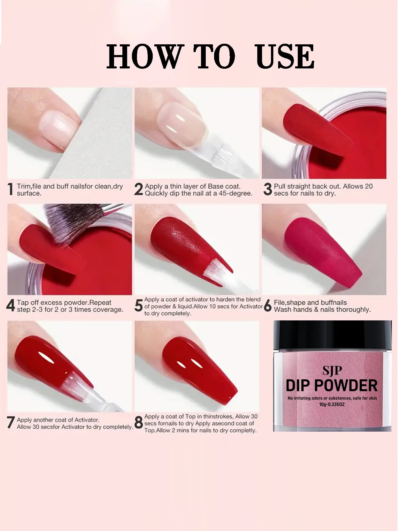 10g Nail Dip Powder for French Manicure – Long-Lasting Color Dip Powder for DIY Home & Salon Use, No Curing Needed
