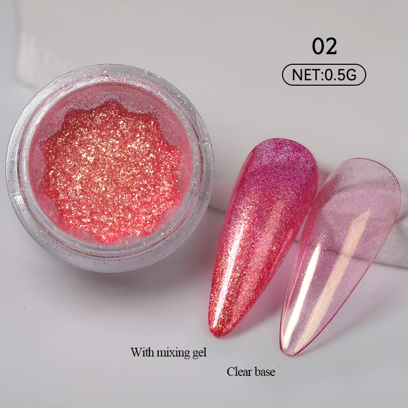 10g Gradient Pearl Nail Powder – Metallic Aurora Effect Glitter Dust for UV Gel Nail Art Decorations