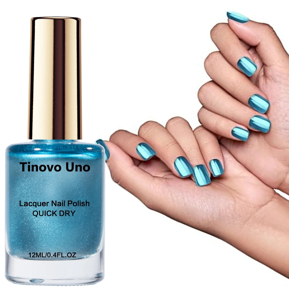 Metallic Blue Mirror Shine Nail Polish – Regular Lacquer for Manicure