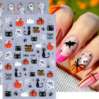 2-Pack Halloween 3D Nail Art Stickers – Self-Adhesive DIY Manicure Decals