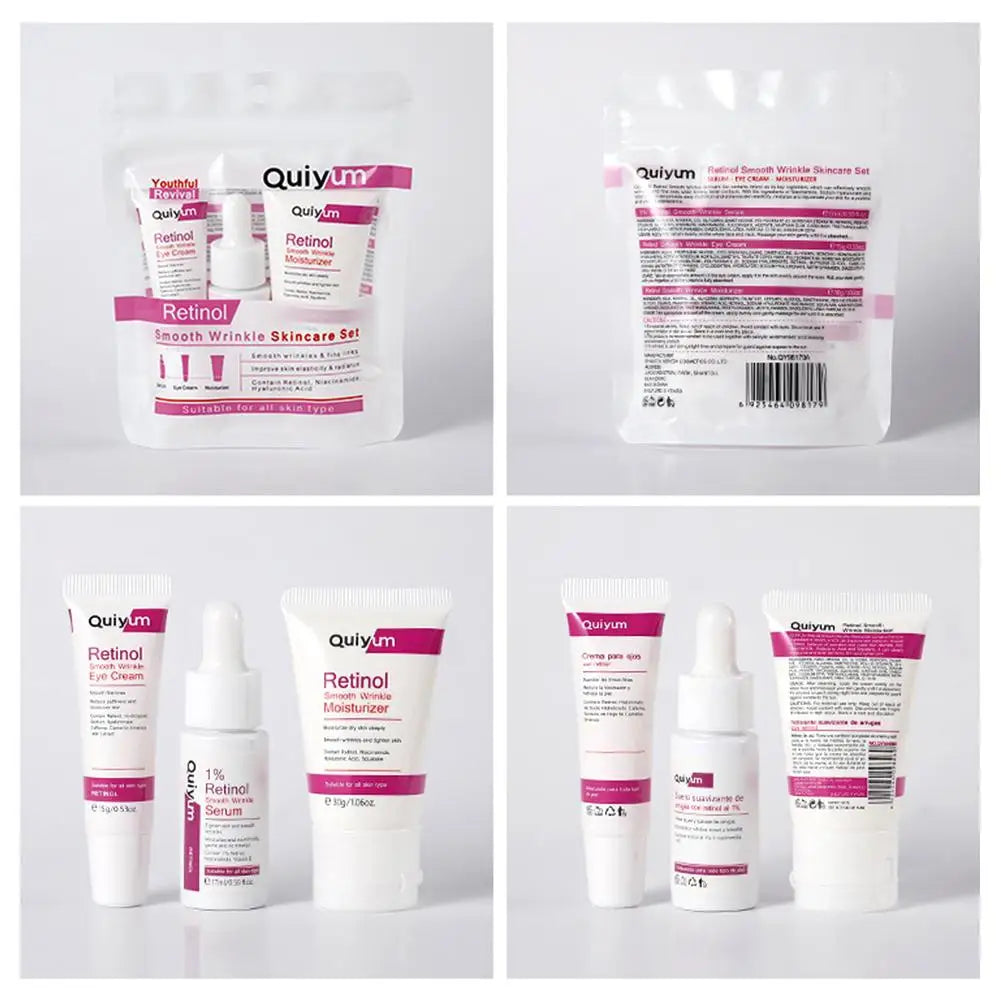 Professional Retinol Skincare Set – Serum, Moisturizer & Eye Cream for Wrinkle Smoothing & Firming