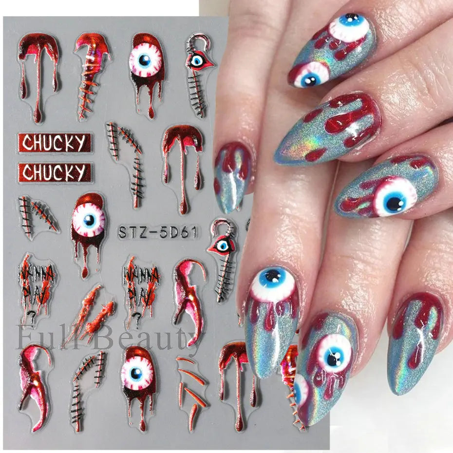 5D Crustacean & Insect Nail Art Stickers – Embossed Self-Adhesive Decals