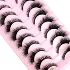Cat Eye Wispy Mink Lashes – 10 Pairs, Natural Fluffy Long & Short False Eyelashes
