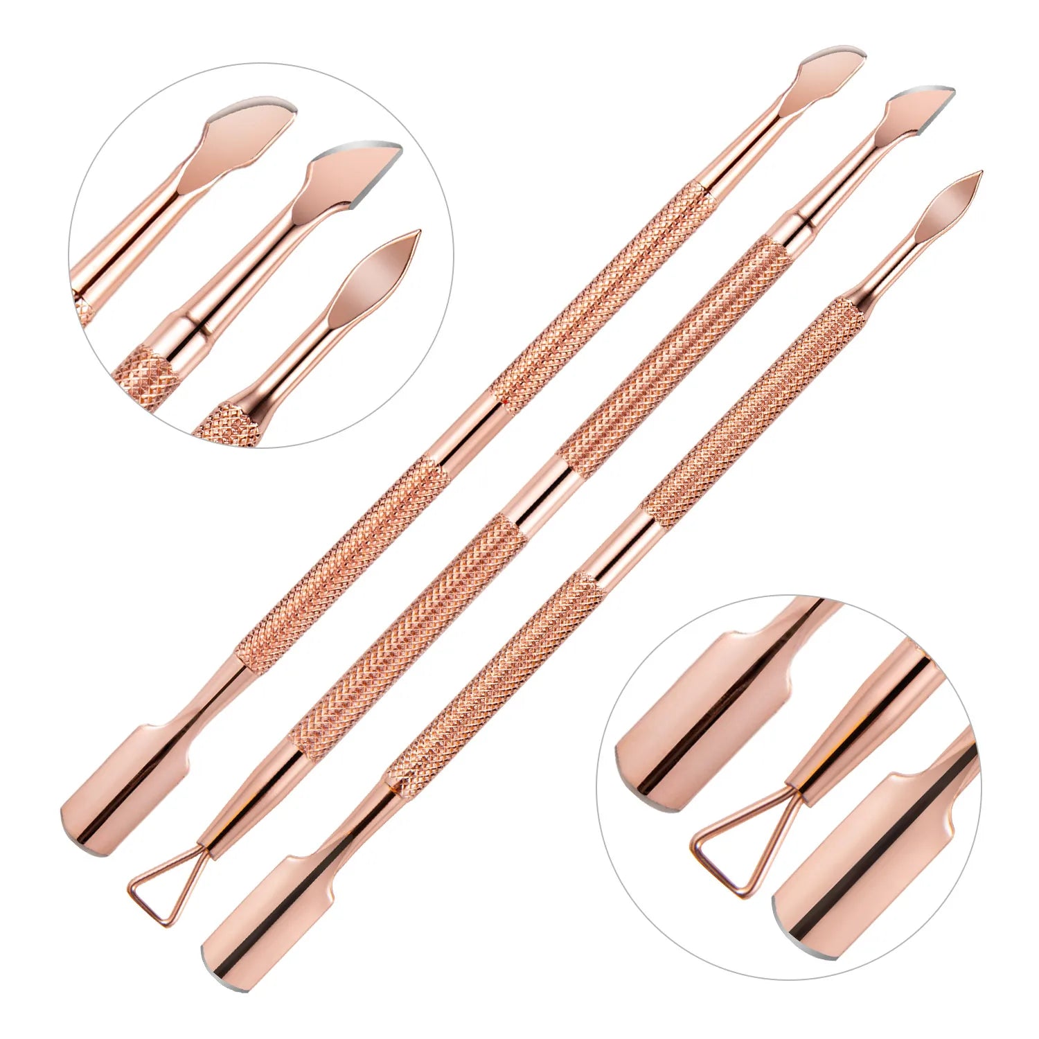 1/3pcs Double-Ended Stainless Steel Cuticle Pusher Set – Dead Skin Remover & Cuticle Scissors, 4pcs Rose Gold Manicure Tools