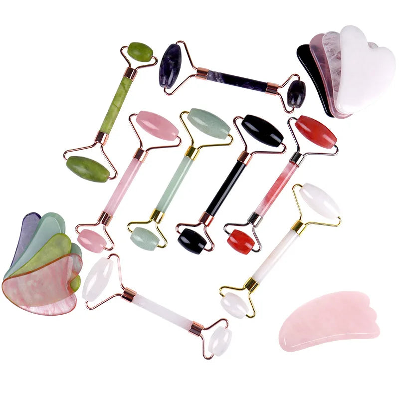 Natural Jade Gua Sha & Roller Massage Set