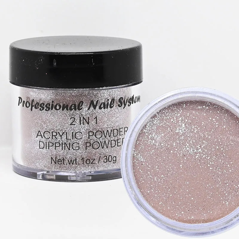 2-in-1 Acrylic & Dipping Powder – Nail Dust Pigment for French Dip, Glitter Manicure & Gel Polish, FAW53