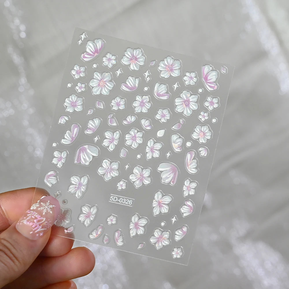 3D Aurora Shell Butterfly Nail Sticker – Pink & Purple, 8×10 cm