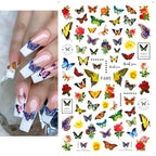 3D Butterfly & Flower Nail Art Stickers – Blue & Purple Decals for Manicure