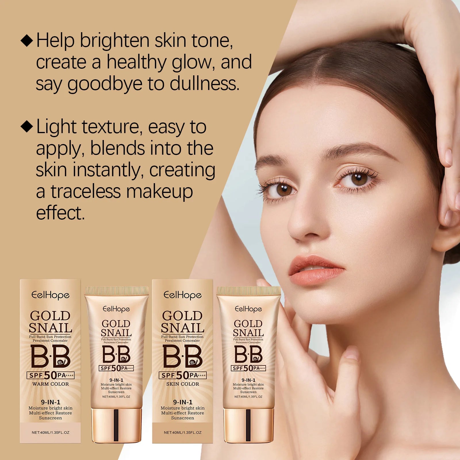 Gold Snail BB Cream SPF 50 – Sunscreen & Long-Lasting Concealer