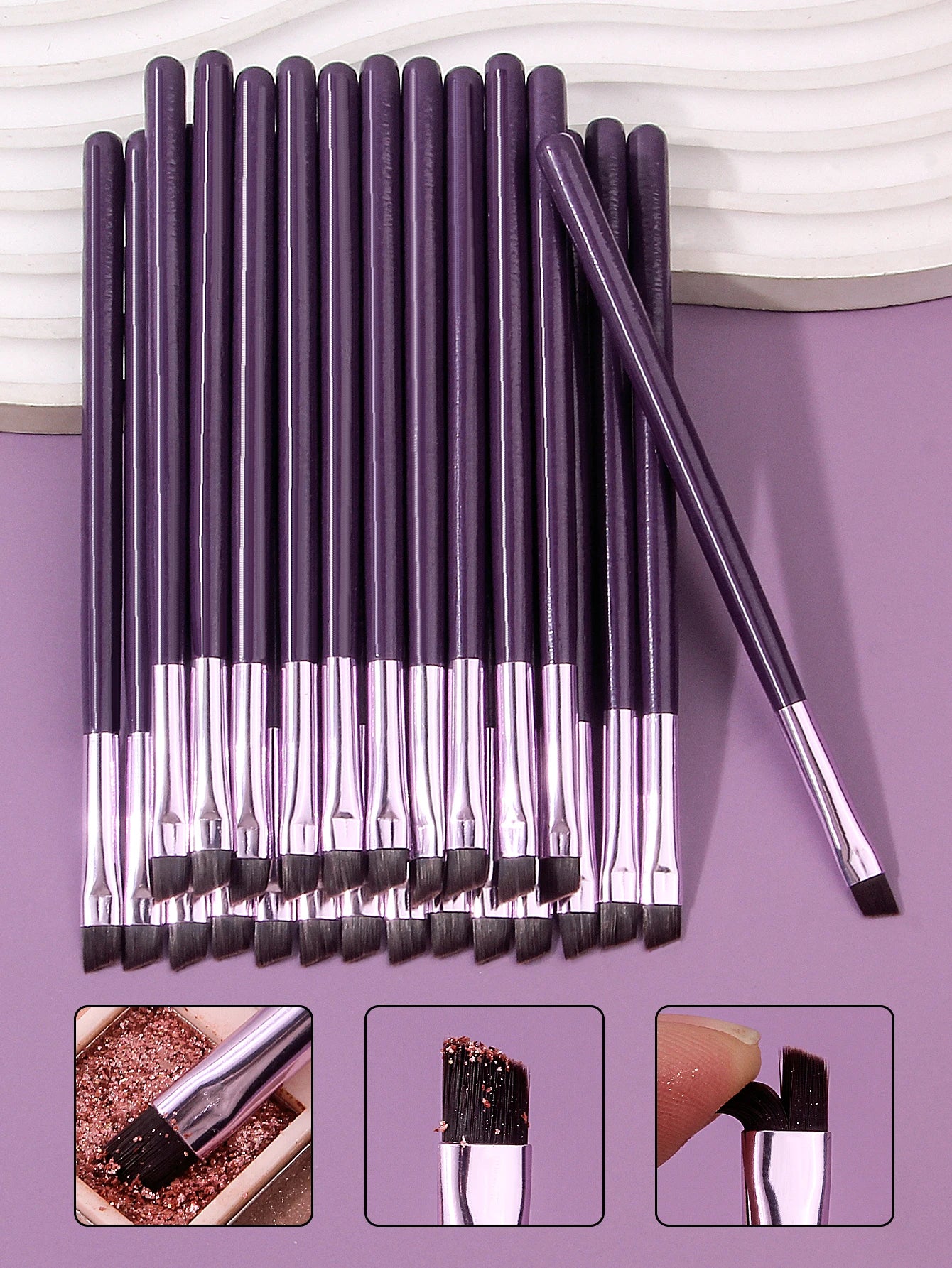 25-Piece Angled Eye Brush Set – Soft Fiber, Wood Handle, Travel-Friendly Makeup Kit