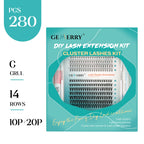 DIY Lash Extension Kit – 280 Clusters with Bond, Seal, Remover & Tweezers (40/50 Pack)