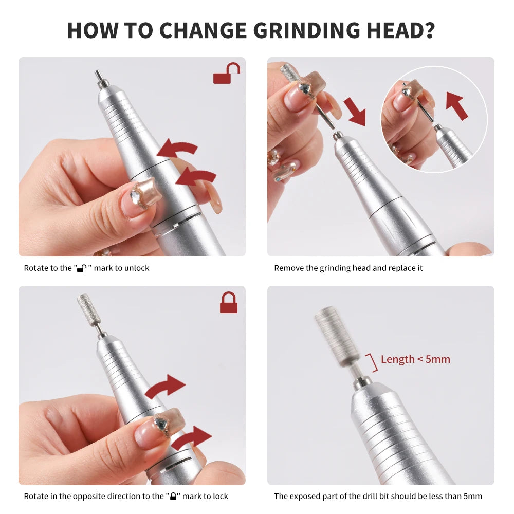 45,000RPM Professional Rechargeable Electric Nail Drill – Portable Nail File & Manicure Tool for Gel Polish