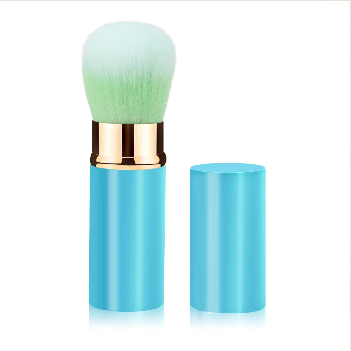Luxury Mini Retractable Face Brush – Pink & Black, Portable Powder & Highlight Perfection