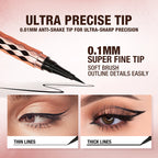 Ultra-Fine Waterproof Liquid Eyeliner Pencil – 12-Hour Smudge-Proof, Quick-Dry Black Liner for Precision Wings & Arrows