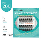 DIY Lash Extension Kit – 280 Clusters with Bond, Seal, Remover & Tweezers (40/50 Pack)